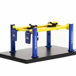 Four-Post Lift - Michelin Tires, Blue/Yellow - Greenlight 16130B- 1/64 Scale Diecast Accessory