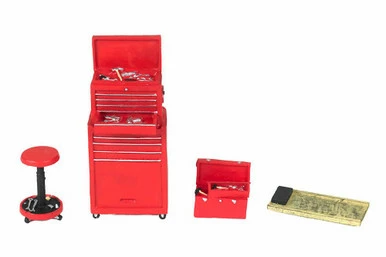 Tire Brigade 4 Piece Tool Set, Red - Motorhead Miniatures 189 - 1/18 Scale Diorama Accessory