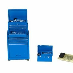 Tire Brigade 4 Piece Tool Set, Blue - Motorhead Miniatures 190 - 1/18 Scale Diorama Accessory