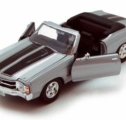1971 Chevy Chevelle SS454 Convertible, Silver - Welly 22089 - 1/24 Scale Diecast Model Toy Car