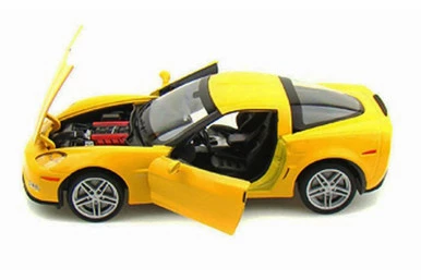 2007 Chevy Corvette Z06 Hard Top, Yellow - Welly 22504WYL - 1/24 Scale Diecast Model Toy Car