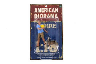 Man And Dog, American Diorama 23889 - 1/18 Scale Hand Painted Figurine Set