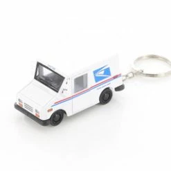 United States Postal Service (USPS) Long Live Postal Mail Delivery Vehicle (LLV) Key Chain, White - Kinsmart 2547DK - 1/72 Scale Diecast Model Toy Car