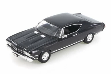 1968 Chevy Chevelle SS 396, Black W/ Black - Welly 29397WBK - 1/24 Scale Diecast Model Toy Car