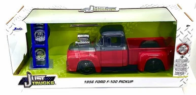 1956 Ford F-100 With Spare Tires, Red - Jada Toys 33019 - 1/24 Scale Diecast Model Toy Car