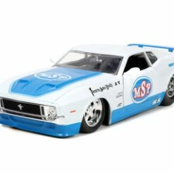 1973 Ford Mustang Mach 1 "MSP, White /Blue - Jada Toys 33858 - 1/24 Scale Diecast Model Toy Car