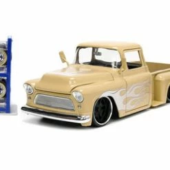 1955 Chevy Pickup And Extra Wheels, Beige/Tan - Jada Toys 34024 - 1/24 Scale Diecast Model Toy Car