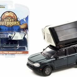 2021 Ford Bronco Sport W/Modern Rooftop Tent, Dark Gray - Greenlight 38010F - 1/64 Diecast Car