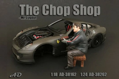 The Chop Shop Mr. Lugnut Figure, American Diorama 38162 - 1/18 Scale Accessory For Diecast Cars