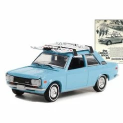 1970 Datsun 510 Blue With Ski Roof Rack, Blue - Greenlight 39100C/48 - 1/64 Scale Diecast Car