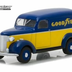1939 Chevy Panel Truck Goodyear Tires, Blue W/Yellow - Greenlight 41040/48 - 1/64 Scale Diecast Car