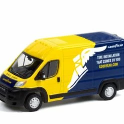 Goodyear 'Tire Installation That Comes To You' 2019 Dodge Ram ProMaster 2500 Cargo High Roof Van, Yellow And Blue - Greenlight 53030E/48 - 1/64 Scale Diecast Model Toy Car