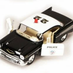 1957 Chevy Bel Air Police Car, Black - Kinsmart 5323D - 1/40 Scale Diecast Car (New, But NO BOX)