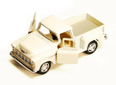 1955 Chevy Stepside Pickup Truck, White - Kinsmart 5330/6D - 1/32 Scale Diecast Model Toy Car