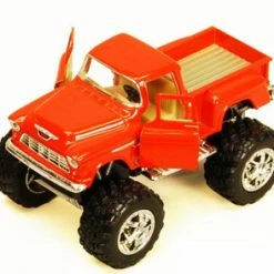 1955 Chevy Stepside Pickup Truck W/ Rubber Big Wheel, Orange - Kinsmart 5330DB - 1/32 Diecast Car