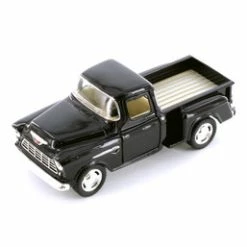 1955 Chevy Stepside Pickup Truck, Black - Kinsmart 5330DBK - 1/32 Scale Diecast Model Toy Car