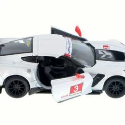 Chevy Corvette C7 Race Car #3, White W/ Decals - Kinsmart 5397D - 1/36 Scale Diecast Model Toy Car