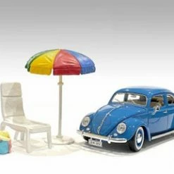 Beach Chair & Umbrella, Multi - American Diorama 76417 - 1/24 Scale Figurine - Diorama Accessory