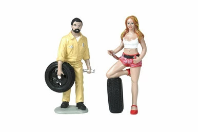 Motorhead Miniatures Tire Brigade Andy And Gary 2 Piece Figurine Set, 767 - 1/18 Scale Figurine - Diorama Accessory