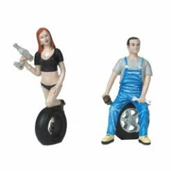 Motorhead Miniatures Tire Brigade Michele And Derek 2 Piece Figurine Set, 768 - 1/18 Scale Figurine - Diorama Accessory