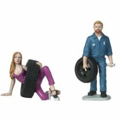 Motorhead Miniatures Tire Brigade Gary And Val 2 Piece Figure Set, 769 - 1/18 Scale Figurine - Diorama Accessory