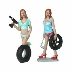 Motorhead Miniatures Tire Brigade Michele And Meg 2 Piece Figurine Set, - 771 - 1/18 Scale Figurine - Diorama Accessory