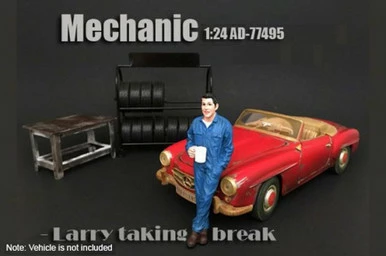 Mechanic Larry Taking Break, American Diorama 77495 - 1/24 Scale Accessory For Diecast Cars