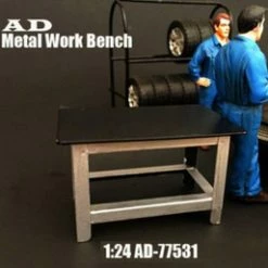 Metal Work Bench, American Diorama 77531 - 1/24 Scale Accessory For Diecast Cars
