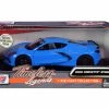 2020 Chevy Corvette C8 Stingray W/Racing Stripes, Blue - Motor Max 79360RBI-LTBL - 1/24 Diecast Car