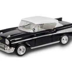 Lucky Road Signature 1957 Chevy Bel Air, Black W/ White - Road Signature 94201BK - 1/43 Scale Diecast Model Toy Car
