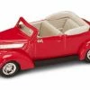 Lucky Road Signature 1937 Ford V8 Convertible, Red - Yatming 94230 - 1/43 Scale Diecast Model Toy Car