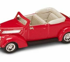Lucky Road Signature 1937 Ford V8 Convertible, Red - Yatming 94230 - 1/43 Scale Diecast Model Toy Car