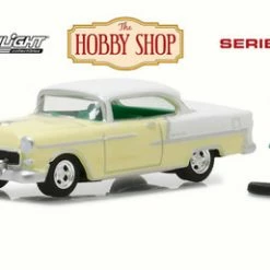 1955 Chevy Bel Air With Woman In Dress, Pale Yellow - Greenlight 97030B/48 - 1/64 Scale Diecast Car