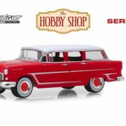 1955 Chevy Two-Ten Townsman With Gas Pump, Red - Greenlight 97070A/48 - 1/64 Scale Diecast Car