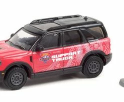 Off-Roadeo Adventure Support Truck 2021 Ford Bronco Sport Badlands With Backpacker, Red - Greenlight 97110F/48 - 1/64 Scale Diecast Model Toy Car