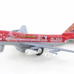 Happy Holidays Turbo Jet, Red & Gray - Showcasts 981DF Diecast Toy Pull-back Plane