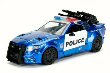 Jada Toys TRANSFORMERS 5 Barricade Mustang, Blue W/White - Jada 98400 - 1/24 Scale Diecast Model Toy Car