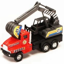 Power Construction Truck - Excavator, Red & Black - Showcasts 9961 - 5.25 In Diecast Model Replica
