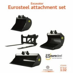 AT Collections Eurosteel Excavator Accessory Set With S6/S60 Connector AT3200104- 1/32 Scale Diecast Model Toy Car