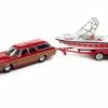 Johnny Lightning 1973 Chevy Caprice With Mastercraft Boat & Trlr,Woody JLSP204/24B 1/64 Scale Diecast Model Toy Car