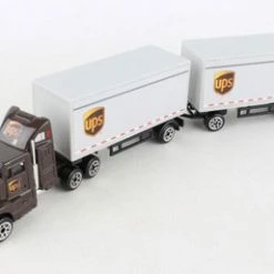 Daron UPS Tandem Tractor Trailer, Brown And White - RealToy RT4345 - 1/87 Scale Diecast Model Toy Car
