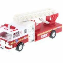 Showcasts FDNY Pullback Ladder No40 Fire Truck, Red - Daron TM857 - Diecast Model Toy Car
