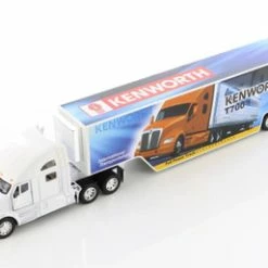 Kenworth T700 Container With Decal, White - Kinsmart KT1302D - 1/68 Scale Diecast Model Toy Car