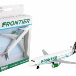 Frontier Single Plane, White With Green - Daron RT7594-1 - Diecast Model Toy Airplane