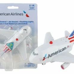American Airlines Pullback Plane With Light And Sound, White - Daron TT329-1 - Plastic Toy Plane